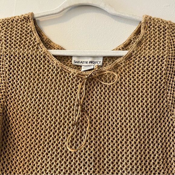 Y2K Brown Crochet Bell Sleeve Knit Top - Picture 3 of 3